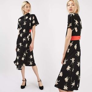 Topshop orchid origami drape neck midi dress